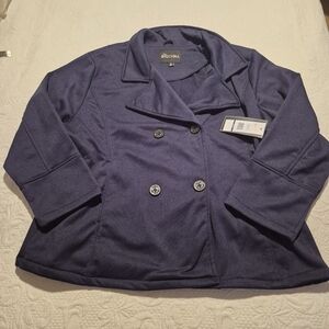 Big Chill women's size 3X navy zip up pea coat style fall sweater jacket NEW